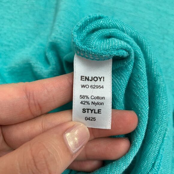 Michael Stars Top Womens OS One Size Blue V Neck Dolman Sleeves Fitted Stretch - Picture 9 of 11